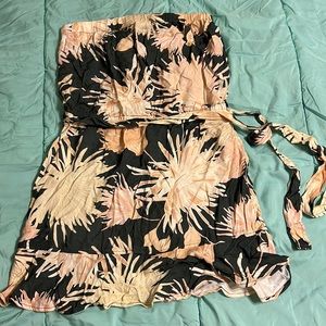 Strapless mini dress floral
